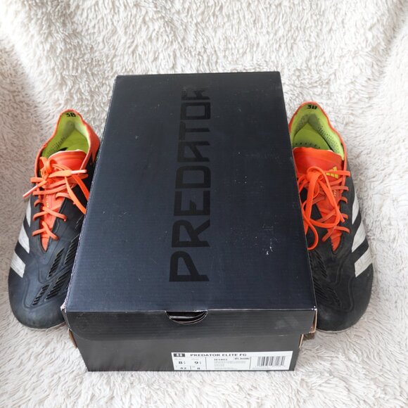 Men\'s Size 8.5 adidas Predator Elite FG Soccer, Black / Cloud White / Solar Red main image 4